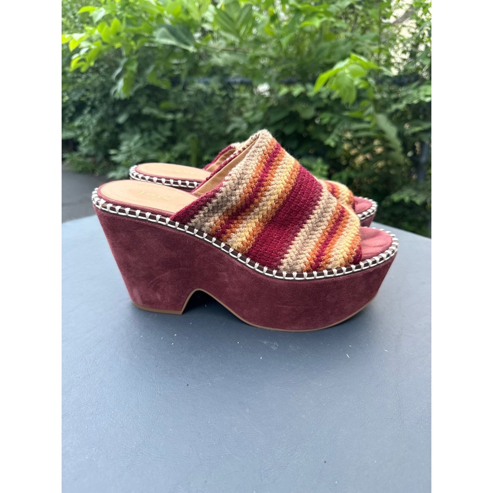 Joie Striped Knit Suede Platform Wedge Sandal Sz 8